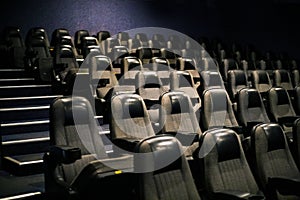 empty hall with chairs in a cinema before watching a movie