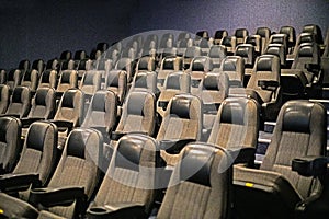 empty hall with chairs in a cinema before watching a movie