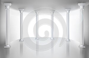 Empty hall with column. Vector illustration.