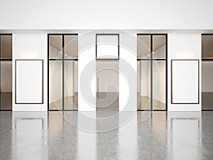 Empty hall of contemporary gallery with blank