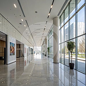 Empty hall in the modern office building
