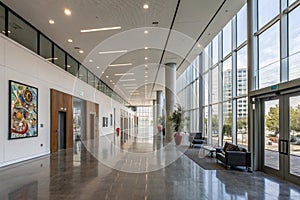 Empty hall in modern office building