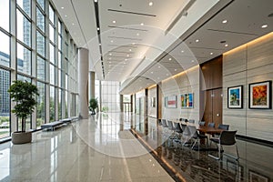 Empty hall in modern office building