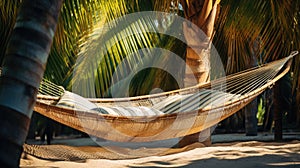 empty hammock on a tropical beach