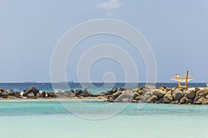 Empty hammock on tropical beach