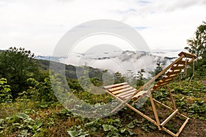 Empty hammok hanging in the mountains in summer