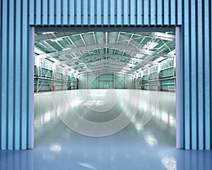 Empty Hangar delivery warehouse 3d render illustration