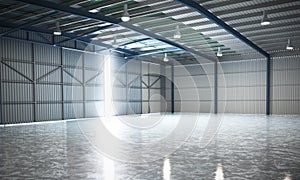 Empty Hangar delivery warehouse 3d render image