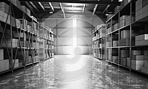 Empty Hangar delivery warehouse 3d render image