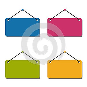 Empty Hanging Sign Set - Colorful Vector Illustration - Isolated On White Background