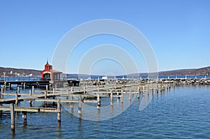 Empty harbor during late winter Seneca Lake