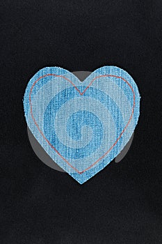 Empty heart with space for design, space for text. Heart symbol lying on white decorated leather