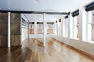 Empty Highrise apartment with column accent interior photo