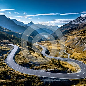 An empty highway is captured from a top-down perspective, offering an aerial view of the great landscape it traverses