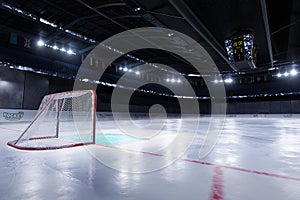 Empty hockey arena in 3d render.