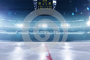 Empty hockey arena in 3d render illustration photo