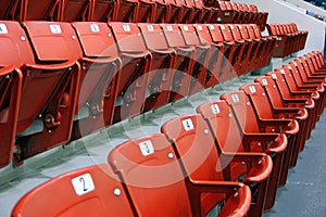 Empty hockey arena seats waiting for spectators