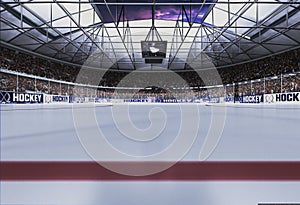 Empty Hockey stadium with evening sky