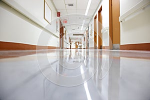 Empty hospital corridor