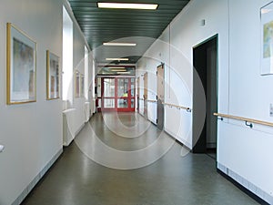 Empty hospital corridor