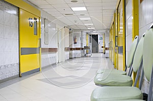 Empty hospital corridor