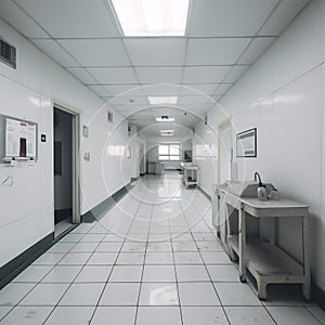 An empty hospital hallway