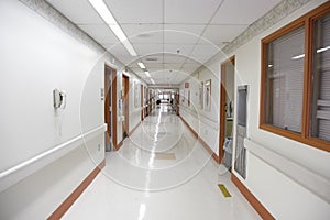 Empty hospital walkway