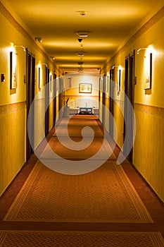 Empty hotel corridor