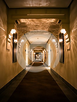 Empty hotel corridor