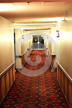 Empty hotel hallway