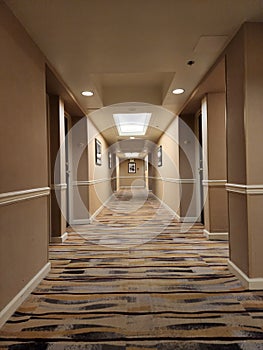 Empty Hotel Hallway at night