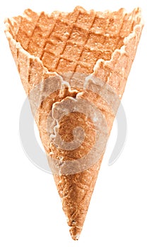 Empty ice-cream cone on a white background.