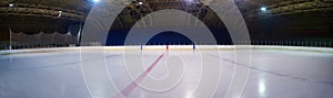 Empty ice rink, hockey arena