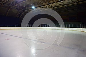 Empty ice rink, hockey arena