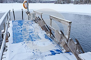 Empty ice swimming place in Finland