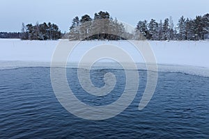 Empty ice swimming place in Finland