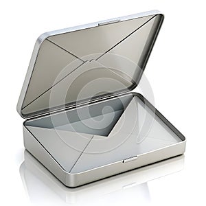 Empty inbox icon 3D render isolated on white background