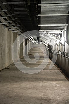 Empty industrial garage room interior with concrete