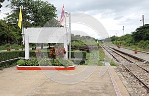 Empty infoboard on the train station Thailand