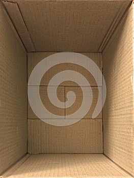 Empty inside brown box carton paper package open packing