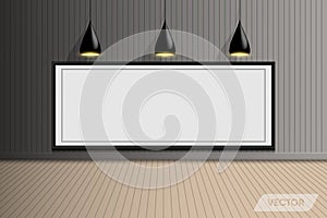 Empty interior of photos gallery room., Vector