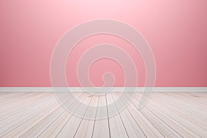 Empty interior pink room with wooden floor, For present your pro