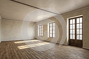 Empty interior room 3D illustration