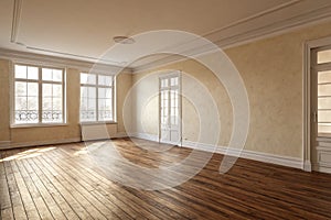 Empty interior room 3D illustration
