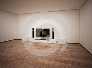 Empty interior of room with TV