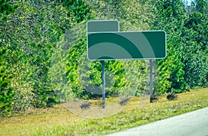 Empty interstate road sign on the left side of the road