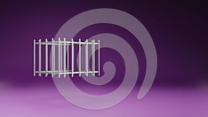 Empty Iron Cage Spinning on Studio Purple Background