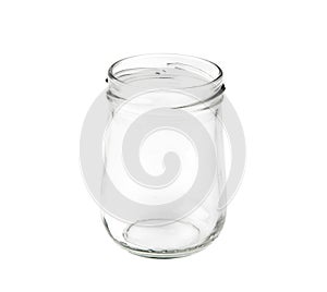 Empty jam jar isolated on a white