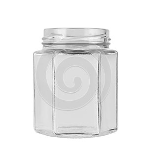 Empty jar isolated on white background. Jar for conservation. File contains clipping path