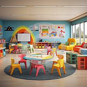Empty kindergarten classroom